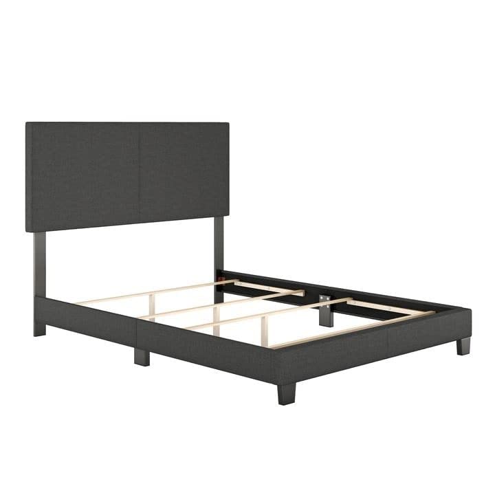 Sleep Sync Tivoli Charcoal Linen Upholstered Platform Bed Frame in Four Sizes Full Glam, Modern & Contemporary