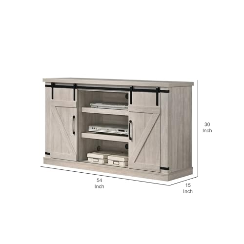 TV Media Entertainment Console, 2 Sliding Barn Doors, Dusty, Gray and Black