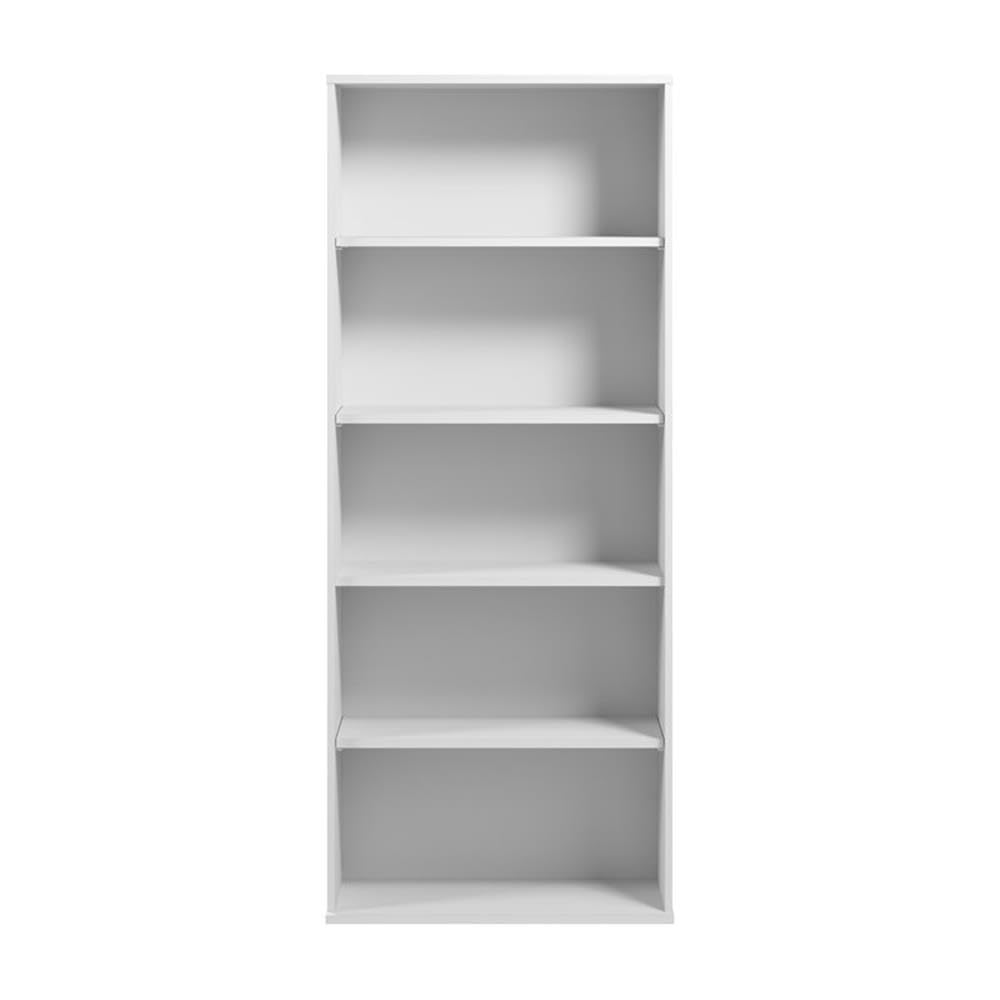 Hustle Tall 5 Shelf Bookcase in White, Large Freestanding Bookshelf for Home Office