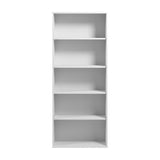 Hustle Tall 5 Shelf Bookcase in White, Large Freestanding Bookshelf for Home Office