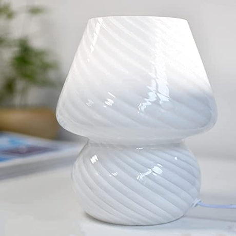 Mushroom Lamp,Glass Table Bedside Lamps Translucent Murano Vintage