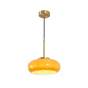 Adjustable Orange Glass Pendant Light for Kitchen Island