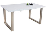 Roman Extendible Dining Table Pedestal Table MDF High-Gloss White (TABLE ONLY)