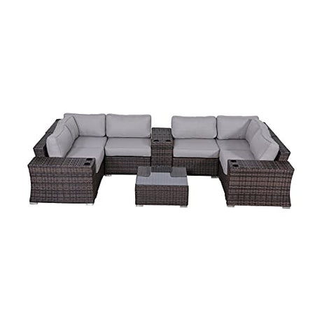 Outdoor Patio Furniture Sets [CM-9080] Brown 10 Piece Sectional Seating Group