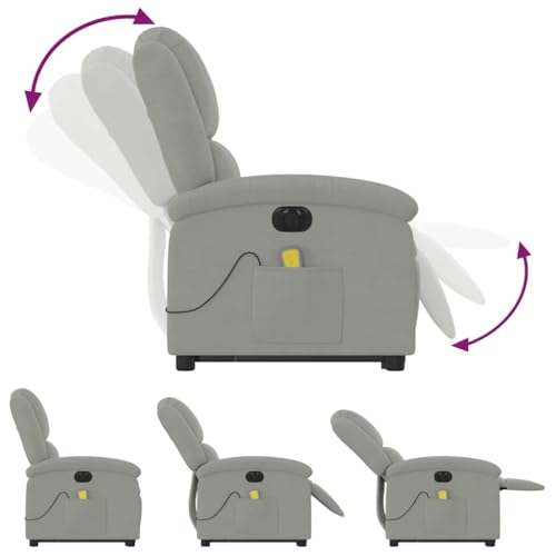 Massage Recliner - Light Gray | Power Lift & Recline, Vibration Massage, Side Pocket