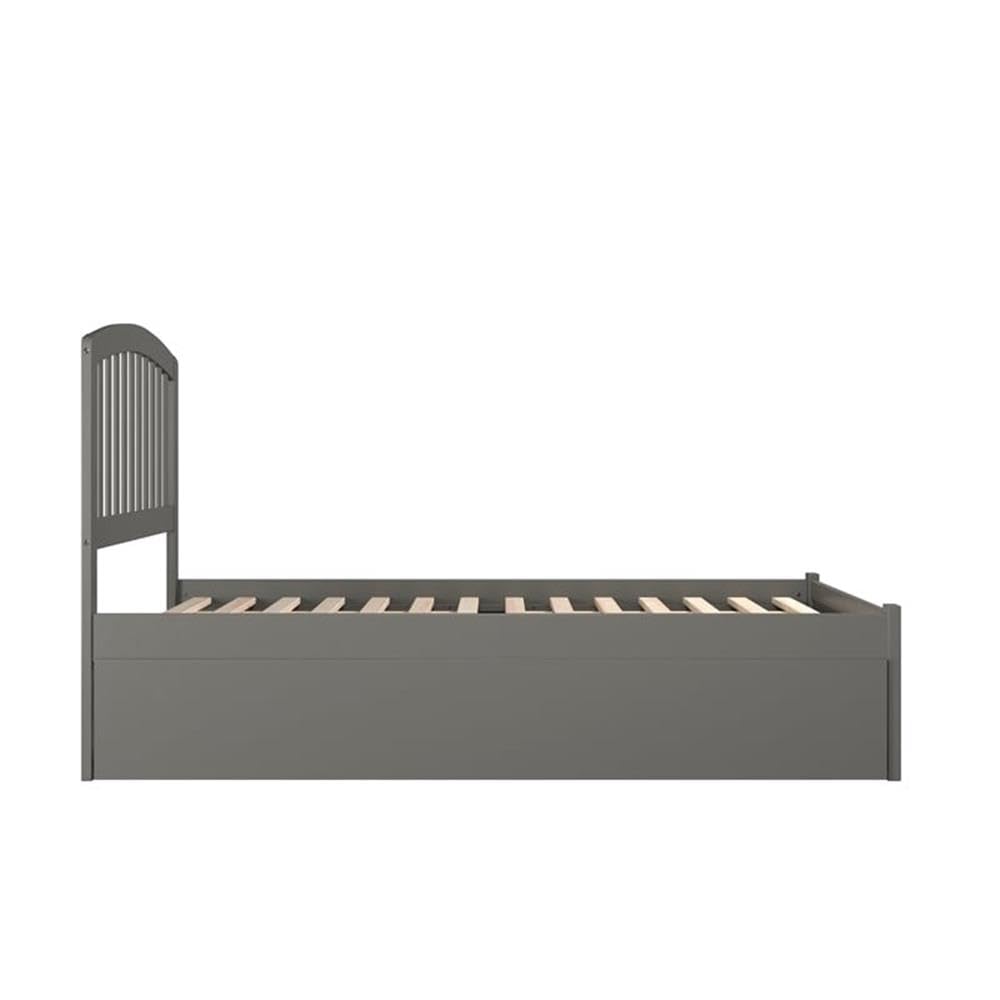Solid Wood Full Platform Bed of with Twin Trundle in Gray
