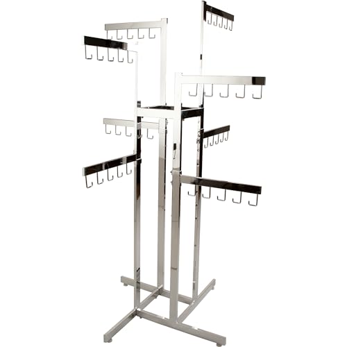 Handbag Rack - Econoco - Heavy Duty Chrome 4 Way Rack, 8 Adjustable Height Arms