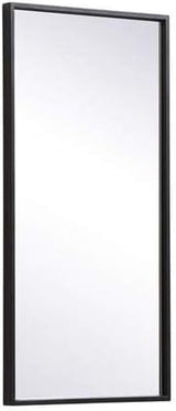 Monet Home Office Decorative Rectangle Framed Wall Mirror, 28" L x 14" H - Black