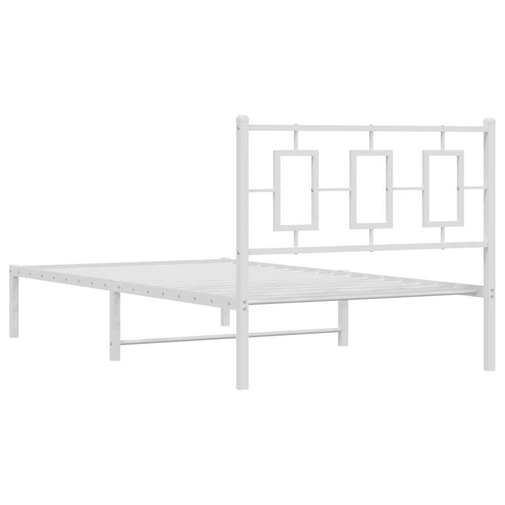 Strawberry Fairy Elegant White Metal Bed Frame for Timeless Comfort, Sturdy Steel Construction, Includes Headboard, 39.4" x 78.7"
