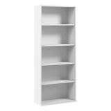 Hustle Tall 5 Shelf Bookcase in White, Large Freestanding Bookshelf for Home Office