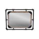 Marico Industrial Wall Mirror with Metal Frame and Nailhead Trim