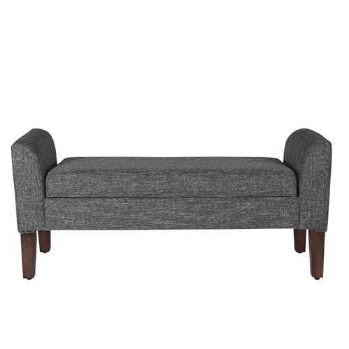 Tara Upholstered Storage Settee Bench with Hinged Lid, Dark Grey