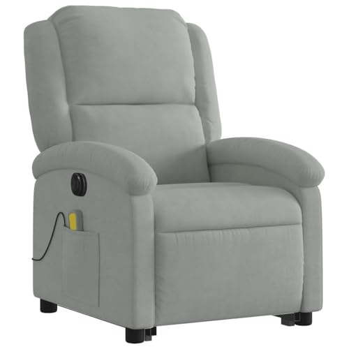 Massage Recliner - Light Gray | Power Lift & Recline, Vibration Massage, Side Pocket