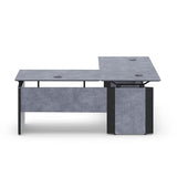 Allure Executive L Shaped Desk 66" W x 78" D Stormy Gray/Ashwood White Ergonomic