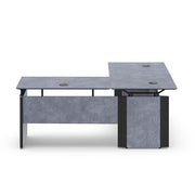 Allure Executive L Shaped Desk 66" W x 78" D Stormy Gray/Ashwood White Ergonomic