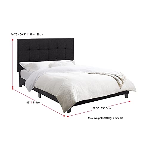 Ellery Black Engineered Wood and Fabric Tufted Queen Bed