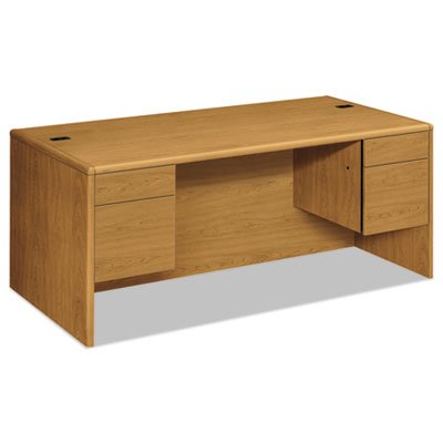 10700 Series Prestigious Laminate Double-Pedestal Desk, Harvest Cherry