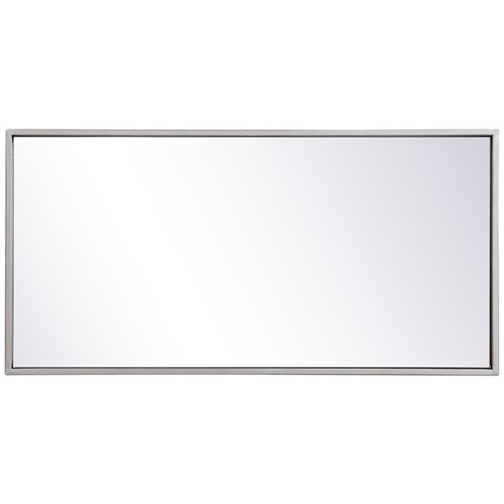 28" x 14" Modern Metal Frame Mirror in Sliver Finish