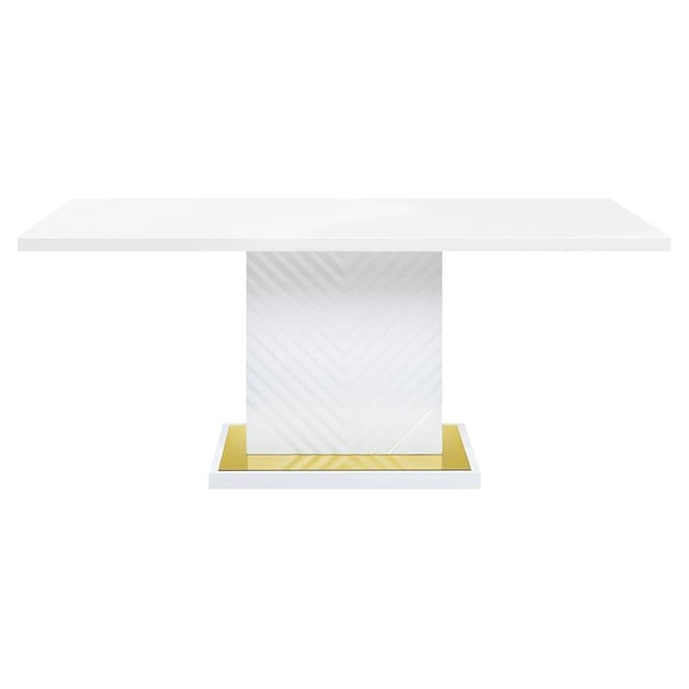 Gaines Wooden Rectangular Top Dining Table in White High Gloss