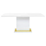 Gaines Wooden Rectangular Top Dining Table in White High Gloss