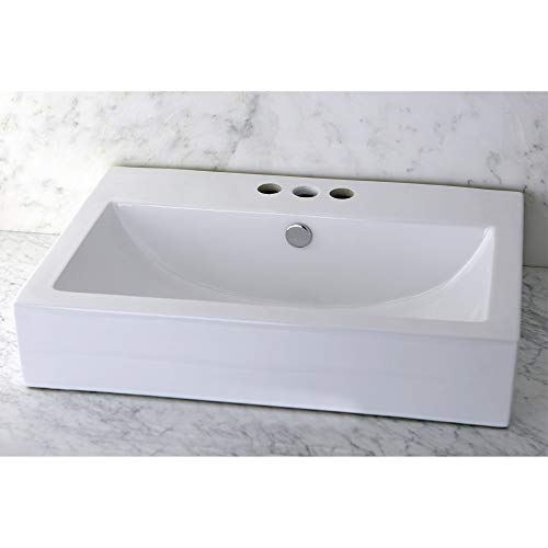 Clearwater White China Vessel Bathroom Sink with Overflow Holes & 3 Faucet Holes