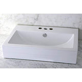 Clearwater White China Vessel Bathroom Sink with Overflow Holes & 3 Faucet Holes