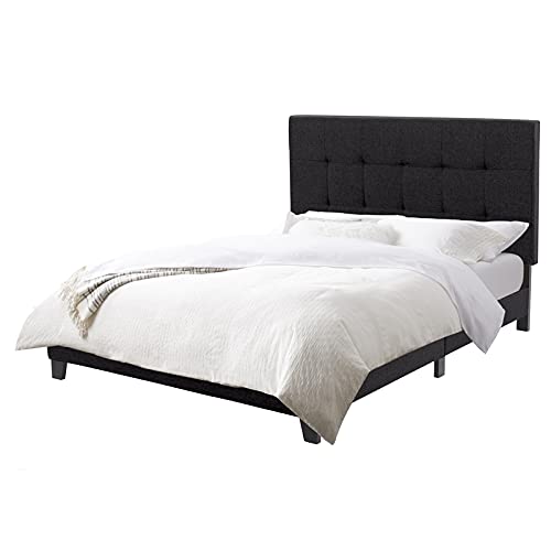 Ellery Black Engineered Wood and Fabric Tufted Queen Bed