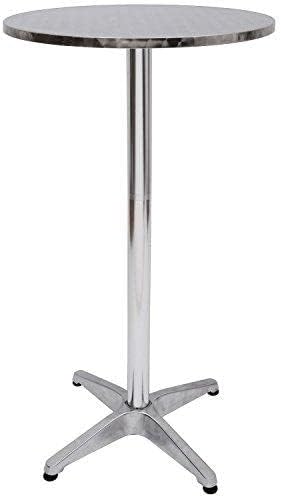 24 Inch Square Bar Table 43" H Adjustable Stainless Steel Top Aluminum Frame