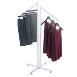 White 2-Way Clothing Display Rack - Sleek Retail Clothing Rack with Slant Arms