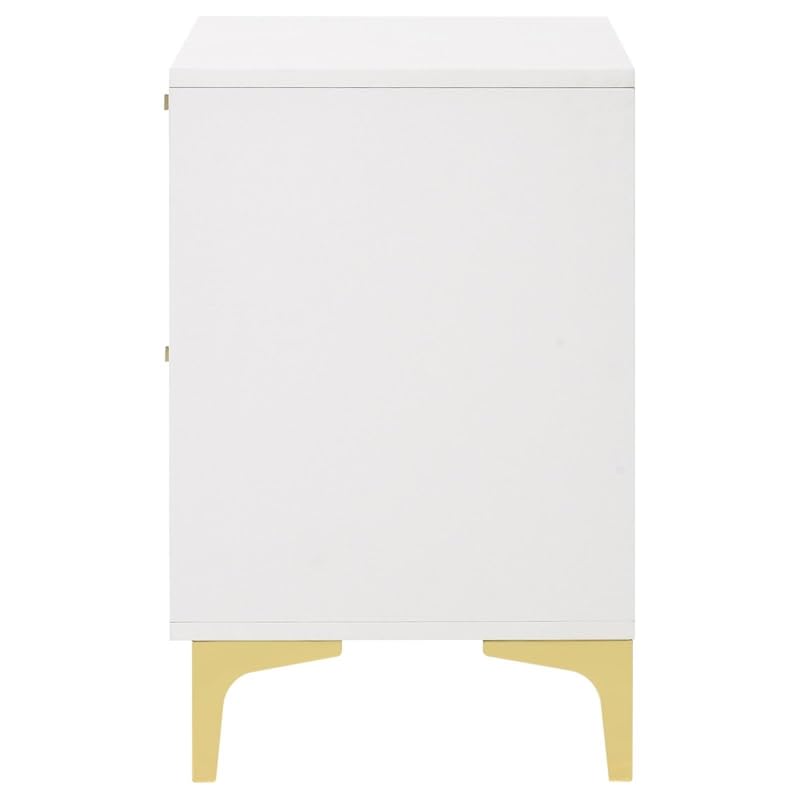 2-drawer Contemporary Wood Nightstand with Metal Base