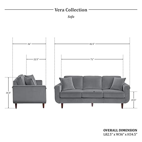 Lexicon Vera Living Room Sofa, Gray