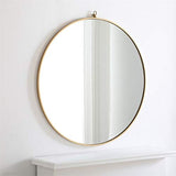 36" Contemporary Metal Frame Hooked Mirror in Brass