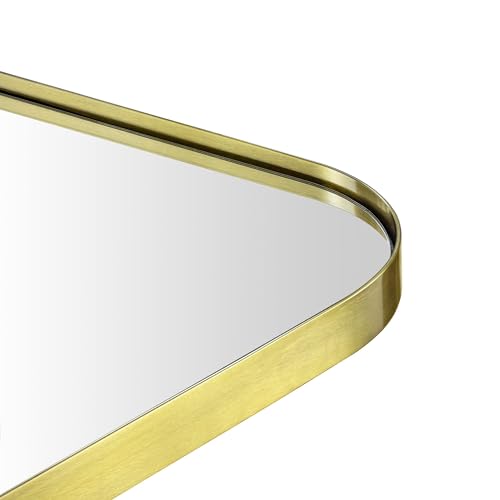 Brushed Brass Arched Gold Mantel Mirror Arch Rounded Corner Mirror