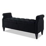 Jacqueline Tufted Roll Arm Storage Bench,