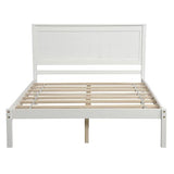 Rustic Style Wooden Bed with Wood Slat Support, No Box Spring Needed, Full Size, White
