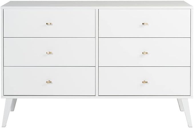 Milo Mid-Century 6 Drawer Dresser For Bedroom, 16" D x 52.50" W x 33" H, Cherry