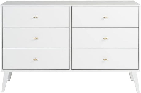 Milo Mid-Century 6 Drawer Dresser For Bedroom, 16" D x 52.50" W x 33" H, Cherry