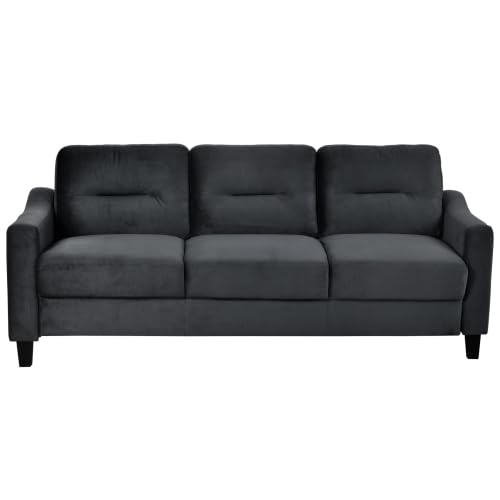 Sectional Sofa 3Pieces, Living Room Furniture Sets, Modern Style Include 7-Seater Loveseat/Armchair, Velvet Button Tufted Sofas&Couches for Bedroom, Office, Black-h615