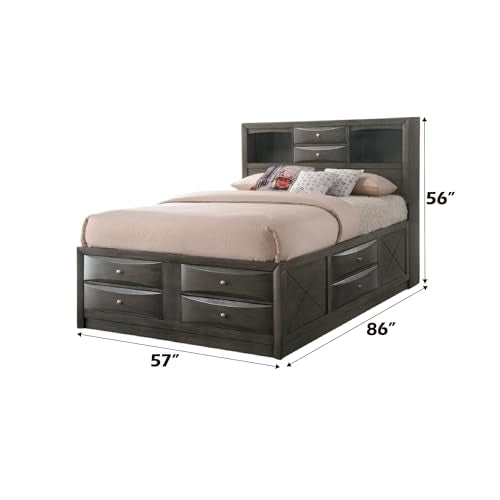 Ireland Full Captain's Bed with Storage - Gray Oak Finish