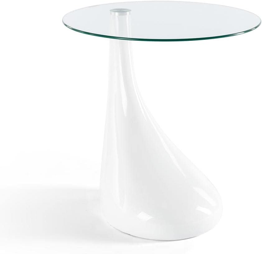 21" Tall Contemporary Round Glass Coffee Table, Tempered Glass End Table