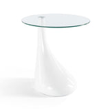 21" Tall Contemporary Round Glass Coffee Table, Tempered Glass End Table