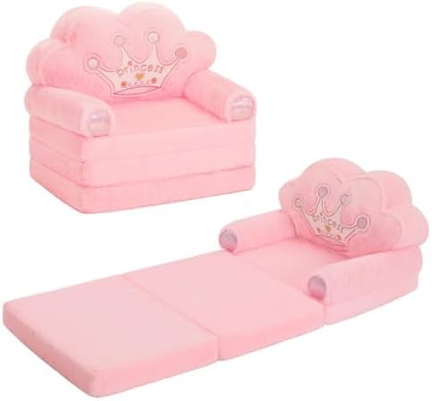 Toddler Chair Comfy，Foldable Princess Kids Couch for Girl, Toddler Recliners for Kids Over 18 Months