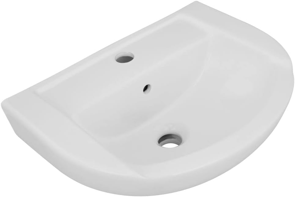 18.75" W Heavy Duty Glossy White Ceramic Stylish Wash Basin With Overflow And Single