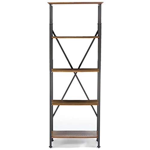 Lancashire Wood and Metal Bookcase, Brown