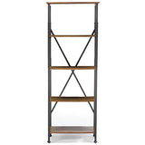 Lancashire Wood and Metal Bookcase, Brown