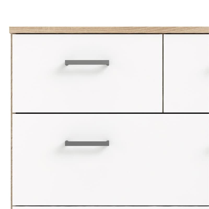 8 Drawer Double Dresser, Oak Structure, White