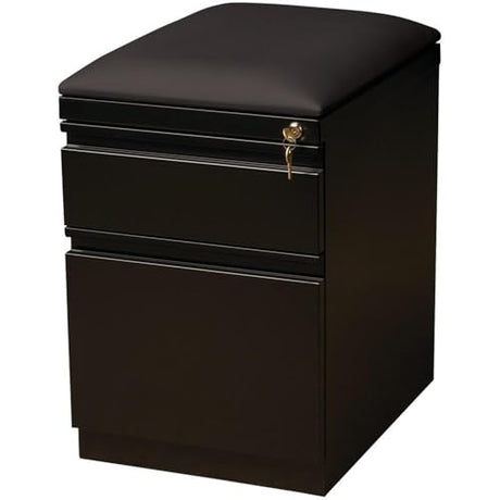 20-in Deep Mobile Pedestal File 2-Drawer Box/File. Black Cushion. Black