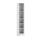 5 Shelf Narrow Contemporary Bookcase in White