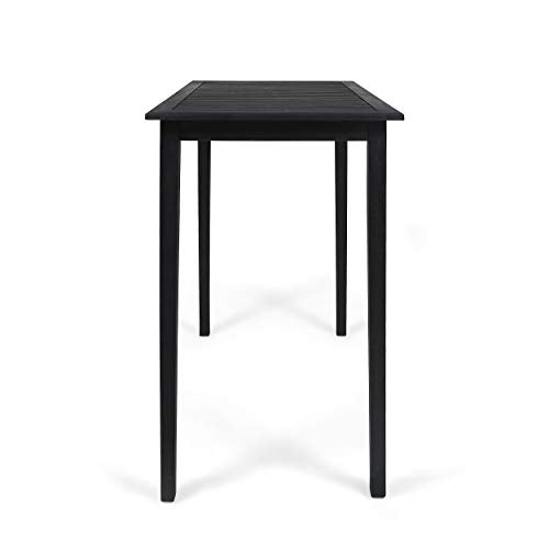 Teresa Outdoor Minimalist Acacia Wood Rectangle Bar Table Dark Gray