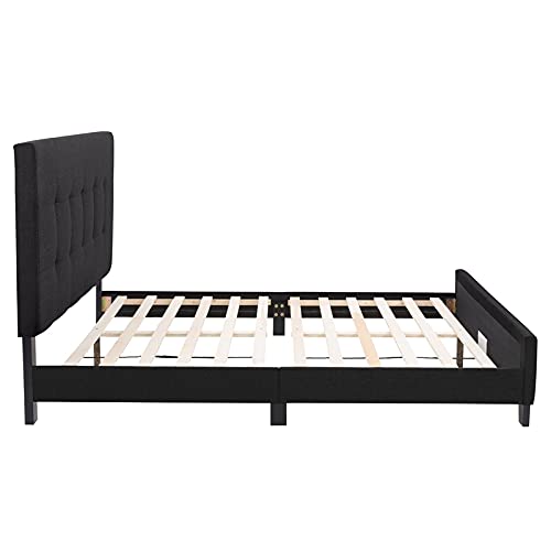 Ellery Black Engineered Wood and Fabric Tufted Queen Bed